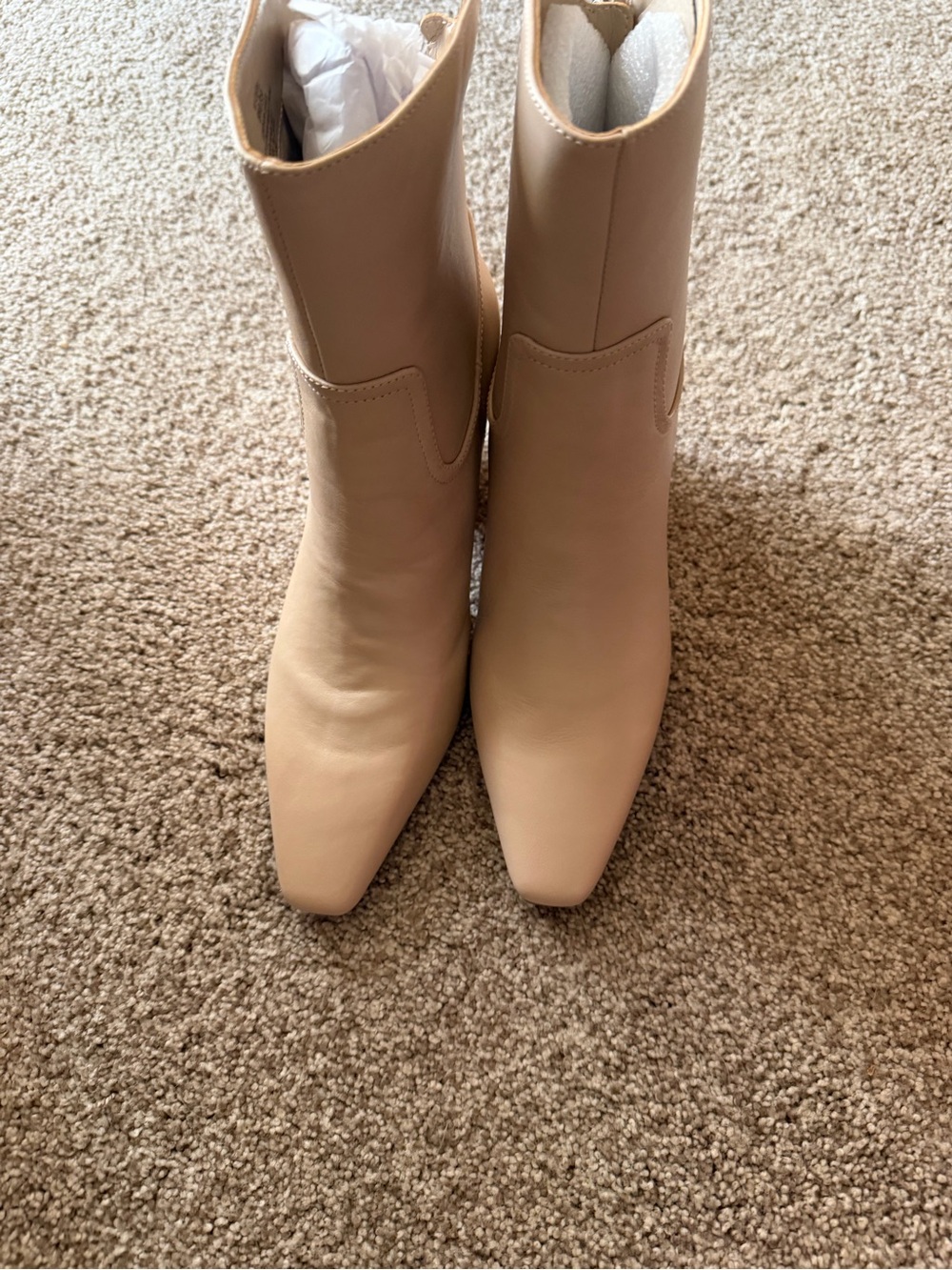 Vince Camuto Beige Pointed-Toe Mid-Calf Boots